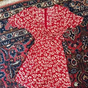Floral Red Wrap Romper